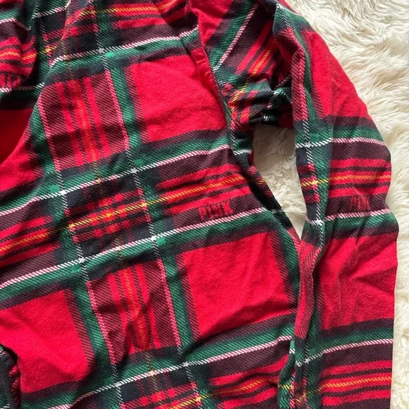 PINK Victoria's Secret Red Plaid Button Down Pajama Top - Picture 2 of 6